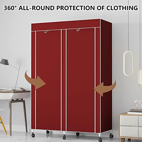 Armoire penderie portable en toile marron avec étagères