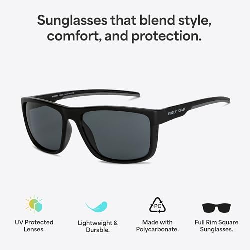 Image of Vincent Chase By Lenskart | Full Rim Square | Classics | Polarized and 100% UV Protected | Men & Women |