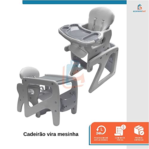 Cadeirão 2 Em 1 Mesinha e Alimentação Vira-Mesinha Baby Style Cinza