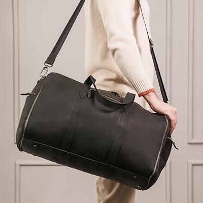 VELEZ Black Top Grain Leather Backpack + Garment Bag For Men