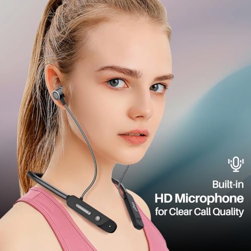 Image of pTron Tangent Buzz w / 50Hrs Playtime, Pristine Sound, Dual-Device Pairing, Bluetooth 5.4 Wireless in-Ear Earphones with Mic, Hall Switch Function, Voice Assistant, Type-C Fast Charging & IPX5 (Black)