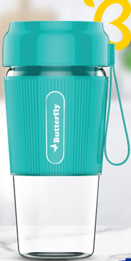 Butterfly FLASH Nutri-Blender Portable | Usb Charging | Smoothie Maker | 6- leaf Ss Blades | Battery Operated Rechargeable Blender | 300Ml | Compact Size | Cyan, In Built Jar, 40 Watts-image-37