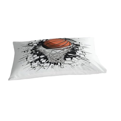Housse de couette basket-ball en microfibre premium, parure de lit 3D artistique avec zip