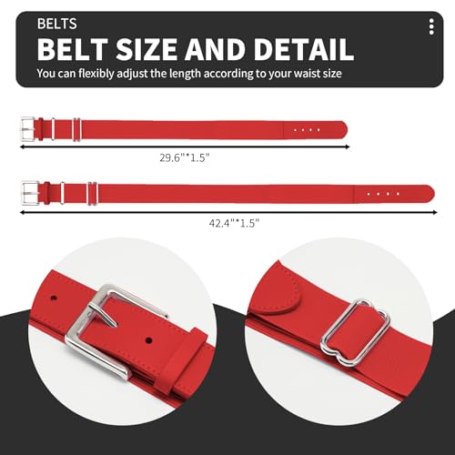 Qbk Toddler Baseball Socks And Belt Youth Softball Tee Ball Combo Set For Boy Girl (2 Pairs Of Socks & 1 Belt) Red 5-7T thumb #4