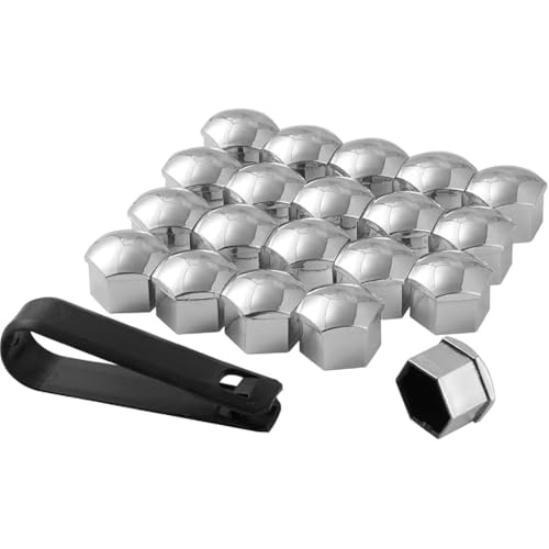 RCSCDSZ Car Wheel Nut for Toyota Corolla, Hub Lugs Nuts Tire Bolts Rims Protective Tyre Valve Screw Cap Cover Removal Replacement Accessories,E/Silver-A/17mm
