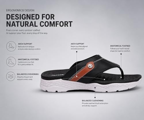 Image of Kraasa Men's EVA Flip Flops with Wide Cushioned Straps | Lightweight Thick Sole Anti-Slip Slippers Casual Summer Sandals & Chappal