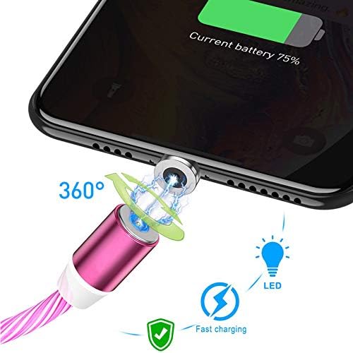 3 in 1 Luminescence Magnetic Charging Cable 3.0A, Glowing with LED Light, Magnet USB Cable Fast Charger for Micro USB/USB C/ 8Pin (Blue)
