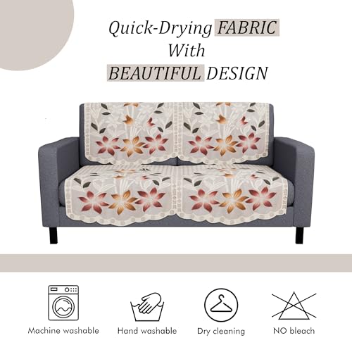 Image of Kuber Industries (Set of 4) Stylish & Durable Cotton Sofa Covers 2 Seater | Washable Sofa Protector /Mat & Slipcover for Hall, Living Room & Office | Brown Printed Lining