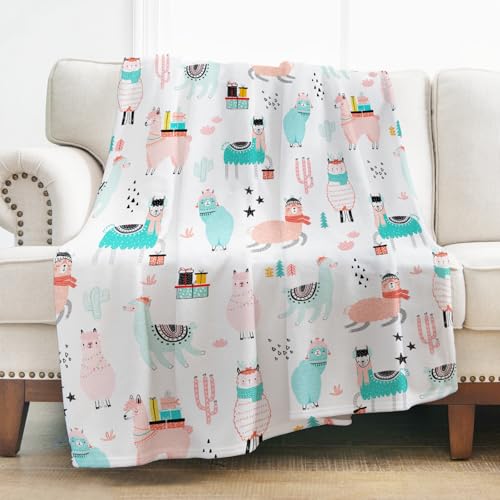 Levens Llama Blanket 60x50 Mama Llama Gifts for Women Girls Cute Cactus Llamas Alpaca Throw Blanket Decor for Couch Bed Soft Cozy Lightweight Flannel Blankets for Kids