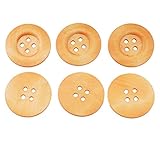 ALL in ONE 10pcs Light Brown Large 4 Hole Sewing Wood Buttons with Wide Edge 50mm(2”)