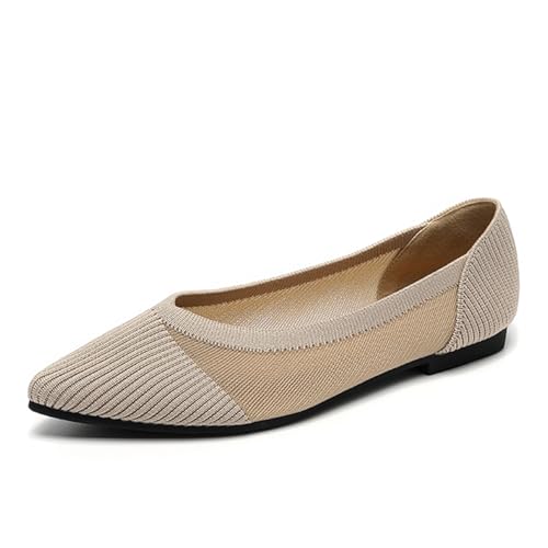 Women's Mesh Ballet Flats Shoes Knit Pointed Toe Comfortable Dressy Slip On Ballet