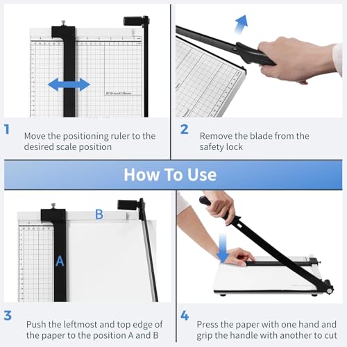 MOMENT Paper Cutter 12Inch A4-B7 Paper Cutter, Heavy Duty Paper Slicer with Guide Bar and Safety Blade Lock for Cardstock, Photo, Wide Use for Office, Home