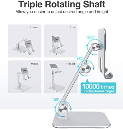 Luxtude Heavy Duty Aluminum iPad Stand for Desk, Height & Angle Adjustable iPad Pro Stand, Desktop Tablet Stand Holder Compatible with iPad Pro 12.9, Air Mini, iPhone, Samsung, More 4 -13.5 in Devices