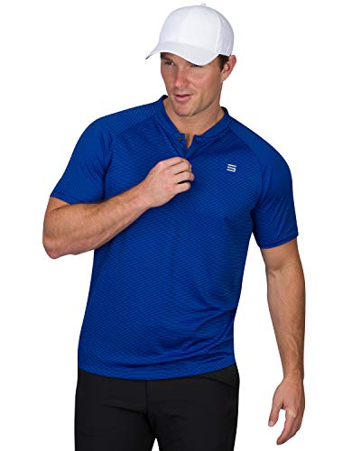 Three Sixty Six Collarless Golf Shirts For Men - Men’s Casual Dry Fit Short Sleeve Polo, Lightweight And Breathable Royal Blue #TOP2