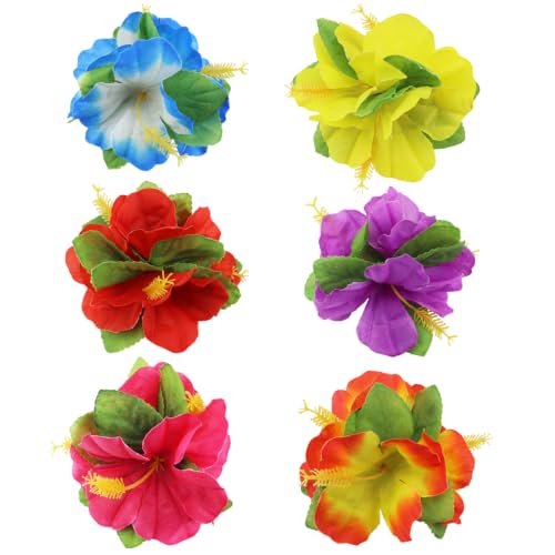 6 pinzas para cabello hawaianas con flores artificiales miniatura 1