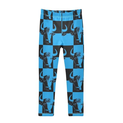 KLL Buffalo Plaid Blue Black Toddler Girl Basic Leggings Comfortable High Waisted Pants Exercise