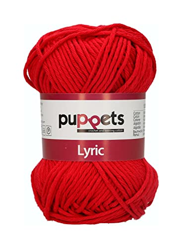 Puppets Lyric Strength 8 4572008-07047 Red Crochet Yarn, 100% Cotton