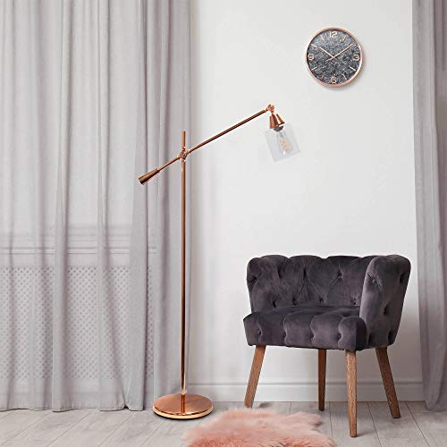 Lalia Home Decorative Swing Arm Floor Lamp With Clear Glass Cylindrical Shade, Rose Gold #TOP2