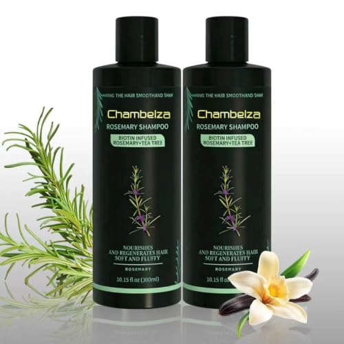 Chambelza Rosemary Hair Growth Shampoo ,Natural Thickening and Strengthening Formula with Biotin Hydrolyzed Keratin ,Designed for Thinning Hair & Hair Loss for Men and Women 10.15 fl.oz-2 Pack