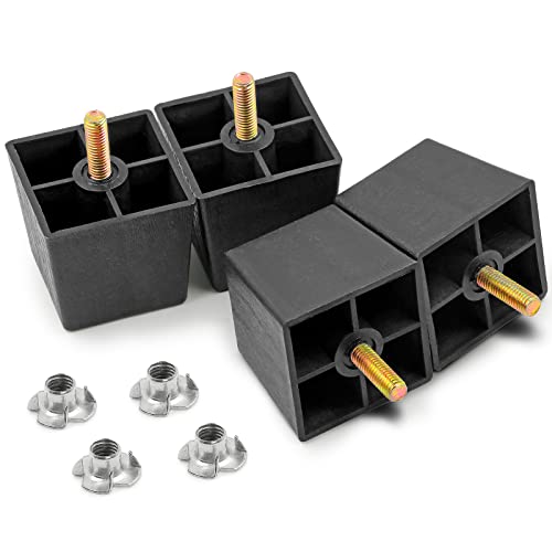 Masendelk 2 Inch Plastic Furniture Legs, Square Couch Legs Black Sofa Legs Set Of 4, Mid Century Furniture Feet M8 Replacement Legs For Armchair Bed Couch Cabinet Desk Table Sofa #TOP1