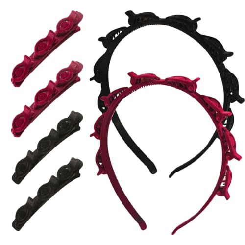 Juego de 6 diademas con pinzas para el pelo, 2 diademas con pinzas y 4 pinzas para el pelo, horquillas para el pelo, accesorios para el pelo para mujeres y niñas