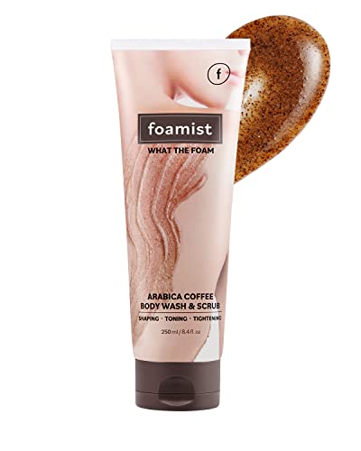 Foamist 100% Clean Vegan Arabica Coffee Gentle Body Scrub Exfoliator Remove Dead Skin, Care For Cellulite, Toning Dark Spots No Paraben/Sls/Sles, Cruelty Free, 8.4 Fl Oz #TOP1