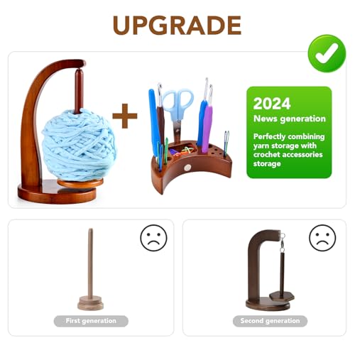 ULOI Crochet Yarn Holder - Upgrade with Crochet Accessories Storage Attachment, Magnetic Wooden Yarn Storage for Knitting Accessories, Perfect for Crocheting and Knitting Projects, Mahogany Finish by ULOI - Image 3