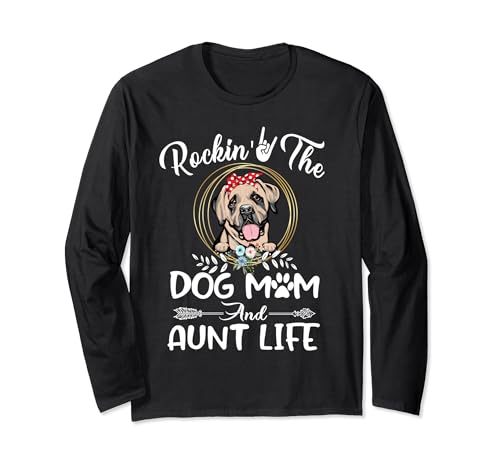 Mastiff Rocking The Dog Mom and Aunt Life Mothers Day Manga Larga
