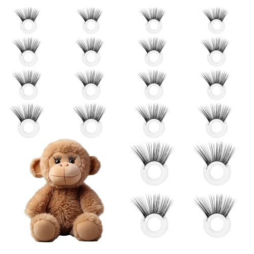 JIYIN 20 Pcs Safety Doll Eyelashes for Crocheting, 5 Sizes Doll Eye Lashes for Amigurumi, Stuffed Animals Crochet Eyelashes Dolls Making Supplies for Teddy Bear Puppet Plush Toy Accessories