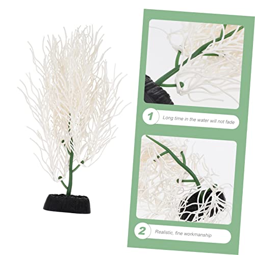 Balacoo 2Pcs Simulation Hornwort Coral Decor White Decorations Faux Plant Plants For Aquarium White Ornament Fish Tank Artificial Flower Simulated Aquarium Plant Fish Tank Decor White Fan #TOP2