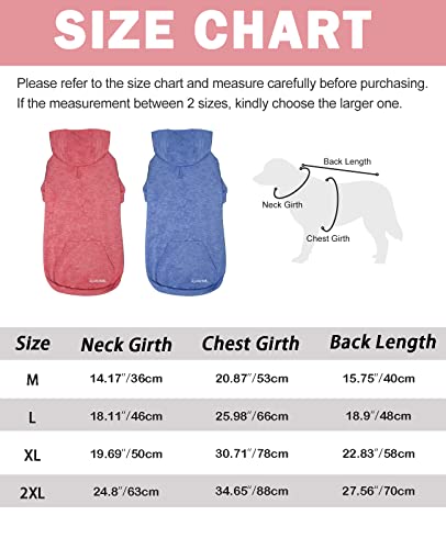 Kickred 2 Pieces Basic Cotton Dog Hoodie Sweater, Soft Pet Clothes Dog Sweatshirts, Dog Outfit Coat Pullover With Pocket And Leash Hole For Small Medium Large Dogs, L #TOP1