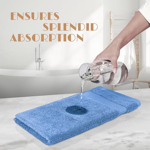 Image of White Classic Light Blue Hand Towels for Bathroom [12 Pack] Cotton Hand Towel Bulk for Gym, Kitchen and Spa, 16x27 Inches Soft Highly Absorbent Quick Dry Terry Salon Towels
