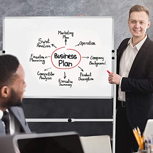 Rolling Whiteboard With Stand 40"X30", Magnetic Dry Erase Board Height Adjustable Mobile Whiteboard On Wheels Portable Standing White Board With Stand For Classroom, Office, Home #TOP6