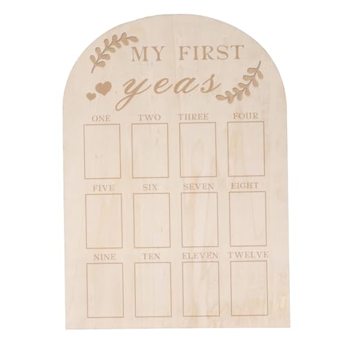 lyrlody First Year Photo Board, Baby Photo Display and Keepsake Storage with Adorable Cards for Newborn Baby Shower Nursery Decor