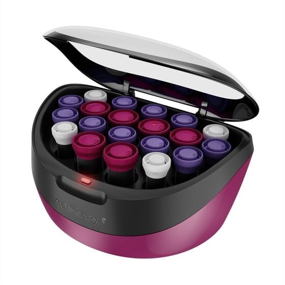 Remiington Ionic Hot Roller Hair Setter with 20 Velvet Rollers, Thermal Wax Core, Multi Size Curlers, Less Frizz, More Shine, Purple