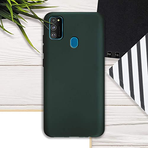 Image of WOW IMAGINE Soft 360 Degree All Sides Protection with Anti Dust Plugs Shockproof Slim Silicone Back Case Cover for Samsung Galaxy M21 / M30s / M21 2021 Edition - Olive Green