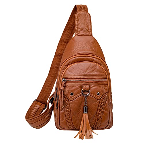 Sac à bandoulière en cuir femmes petit sac poitrine mode à compartiments de voyage