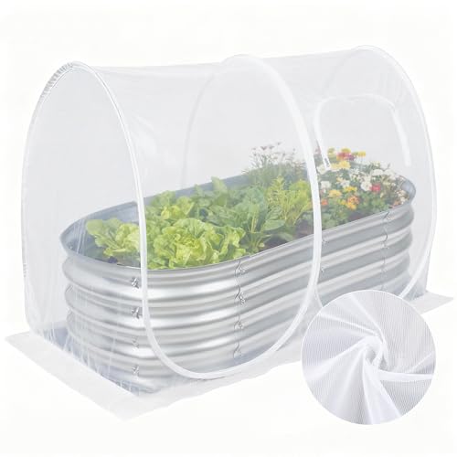 Hiraliy Garden Netting for Raised Beds,Garden Bed Cover Instant Pop-Up,Portable Garder Cover for Raised Garden Bed,Crop Cage for Protecting Plant for Indoor Outdoor,Elevated Bottom,59 X 27.5 X 39