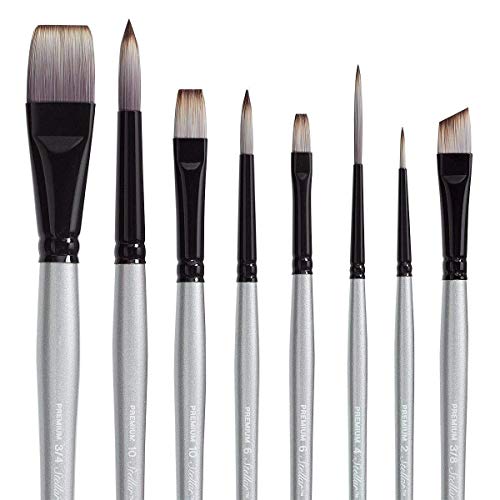 Kingart Stellar Series Premium Synthetic Blend Multimedia Artist Brushes, Painting Tools For Oil, Acrylic, Watercolor And Gouache, Gift Box, Set Of 8 Paintbrushes #TOP1