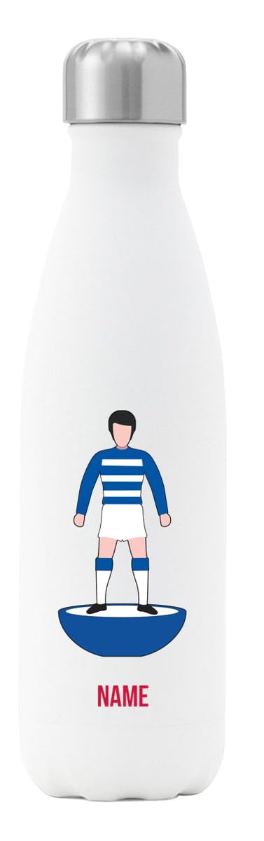 Go Find A Gift Personalised Player Figure Insulated Water Bottle for Queens Park Rangers supporters, 500ml capacity - White - Stainless Steel - Great for QPR fans