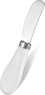 Butter Spreader Knife, Stainless Steel Spreader Knife with White Porcelain Handle for Cutting Butter Cheese and Jam, 1 PC