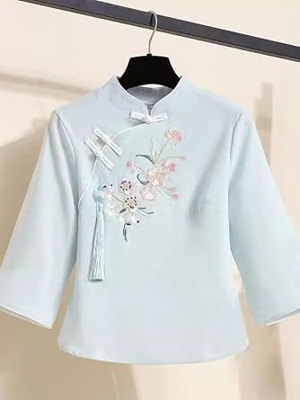 sleeve Hanfu tea art womens clothing Chinese summer clothes suit daily style top