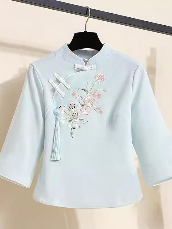 sleeve Hanfu tea art womens clothing Chinese summer clothes suit daily style top