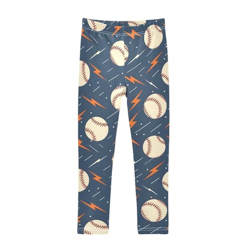 Sport Baseballs Lightning Print Girls Leggings Soft Stretch Workout Yoga Dance Pants for Kids Casual Tights