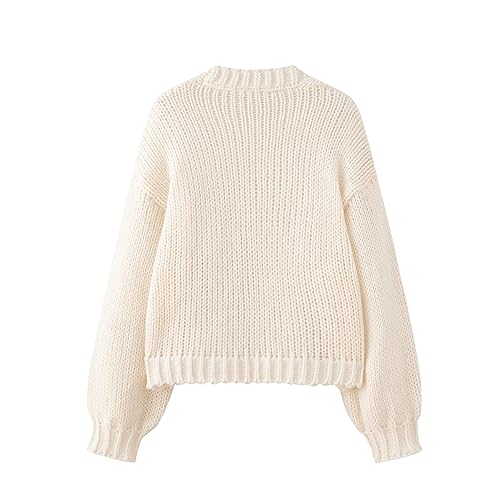 Image of FindThy Women's Kawaii Strawberry Embroidered Cardigan Long Sleeve V Neck Chunky Knitted Cardigans Tops