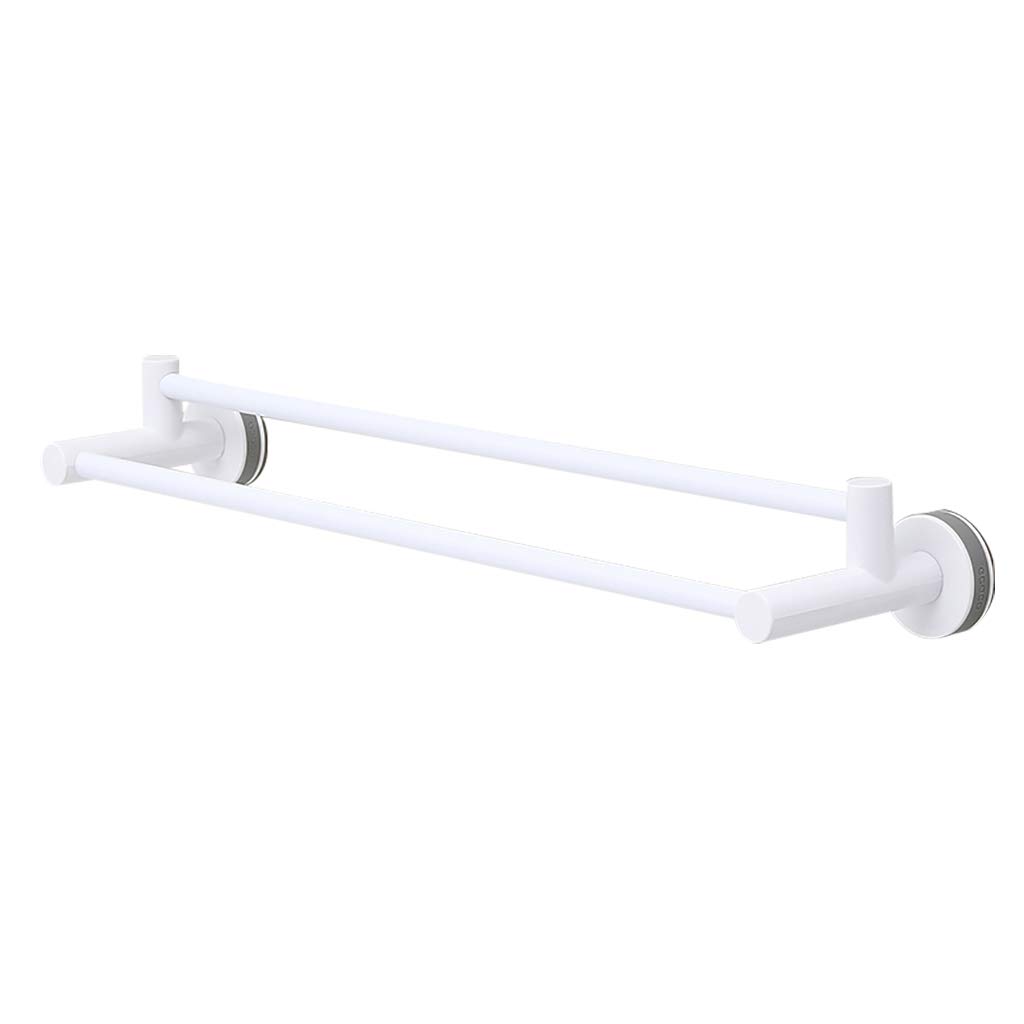 Double barre porte-serviettes gain de place 65cm à fixation ventouse