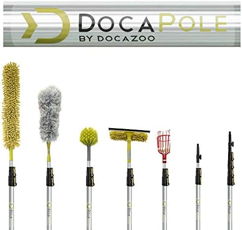 DocaPole 6-24 Foot (2m - 7m) Extension Pole + Squeegee & Window Washer Combo // Telescopic Pole for Window Cleaning // Includes 3 Sizes of Squeegee Blades // Extension Pole for Cleaning Windows