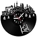 Produktbild GRAVURZEILE Schallplattenuhr - Skyline Kiel - Wanduhr aus gegossenem Vinyl mit Stadt Skyline 30 cm - Upcycling Design-Uhr Wand-Deko Vintage Wand-Dekoration Retro-Uhr - Made in Germany