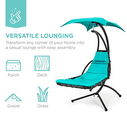 image for Best Choice Products Outdoor Hanging Curved Steel Chaise Lounge Chair 