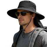 ZOORON Sun Hats for Men Women Fishing Hat with Neck Flap,UPF 50+ Sun Hat Waterproof Wide Brim Bucket Hats for Safari Hiking